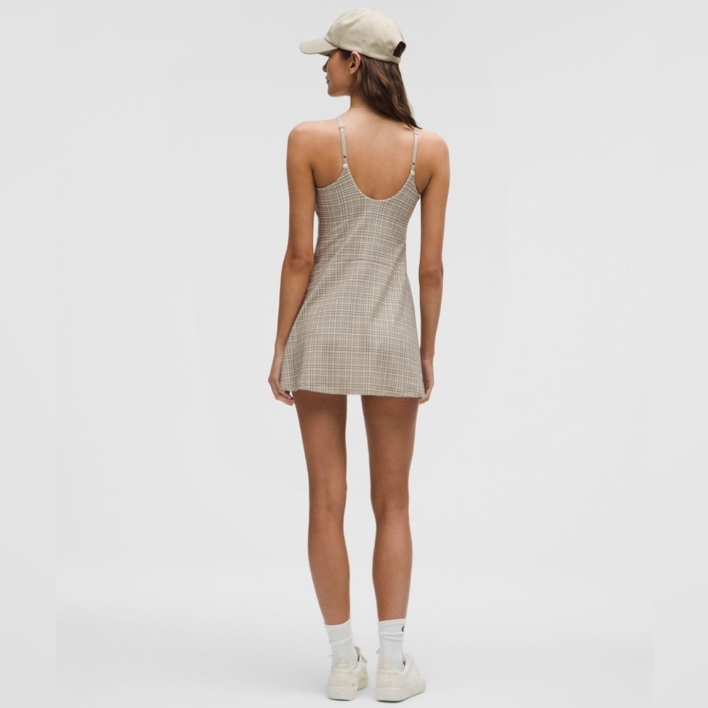 🆕🤎 Lululemon Align High Neck Dress - Glow Grid Light Ivory Multi - Picture 2 of 10